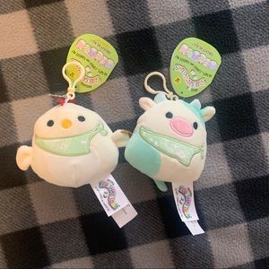 Cow and Chicken Easter 2021 Squishmallow Keychains